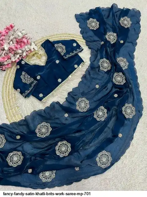 FANCY FANDY SATIN KHATLI BRITS WORK SAREE MP 701 C