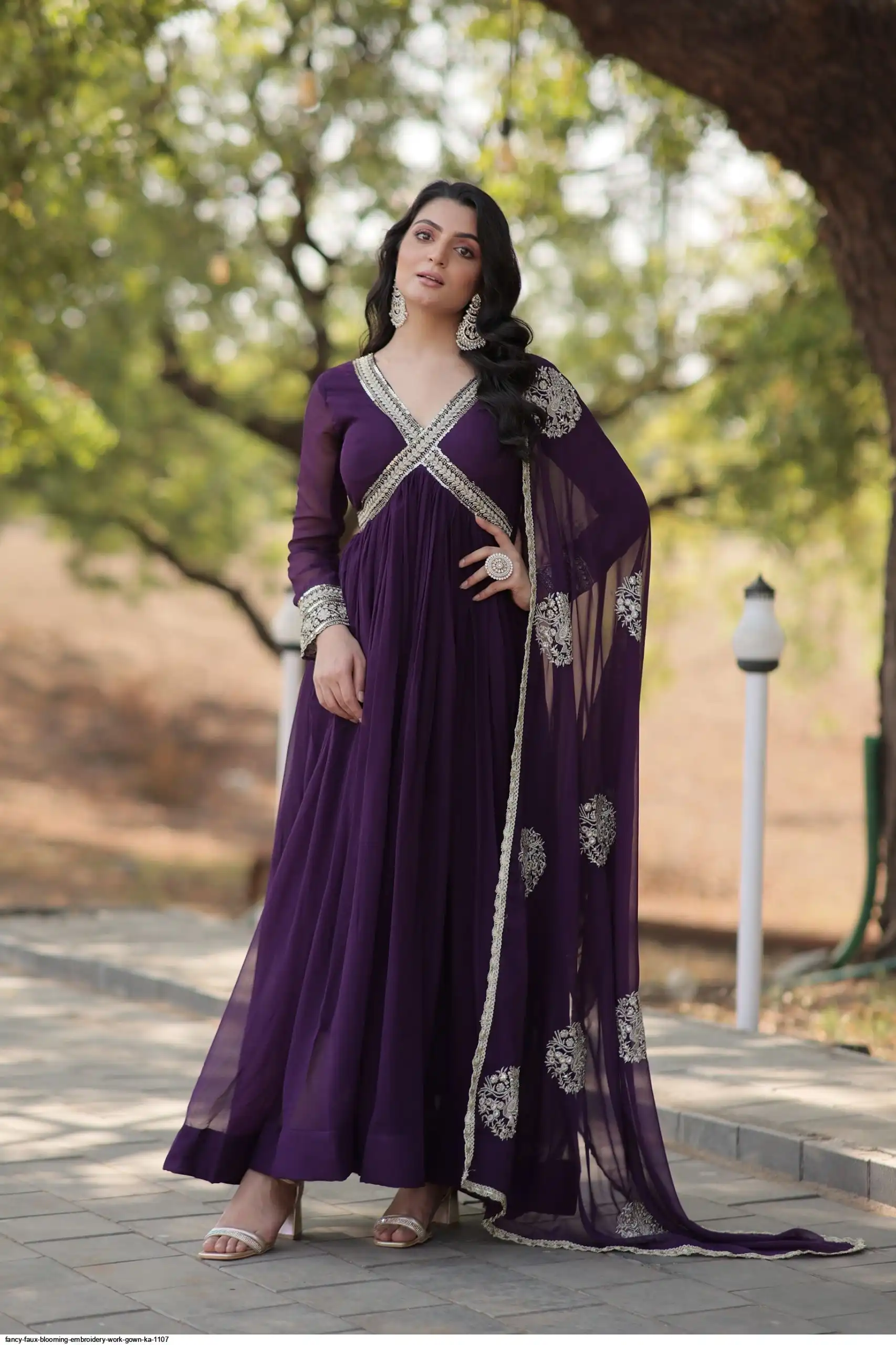 FANCY FAUX BLOOMING EMBROIDERY WORK GOWN KA 1107 A
