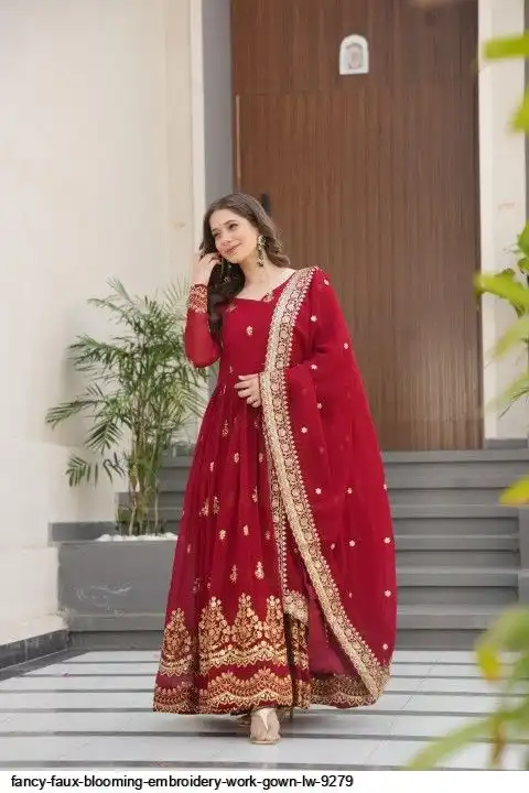 FANCY FAUX BLOOMING EMBROIDERY WORK GOWN LW 9279 B