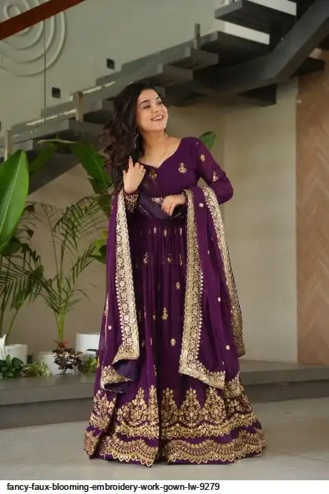 FANCY FAUX BLOOMING EMBROIDERY WORK GOWN LW 9279 A