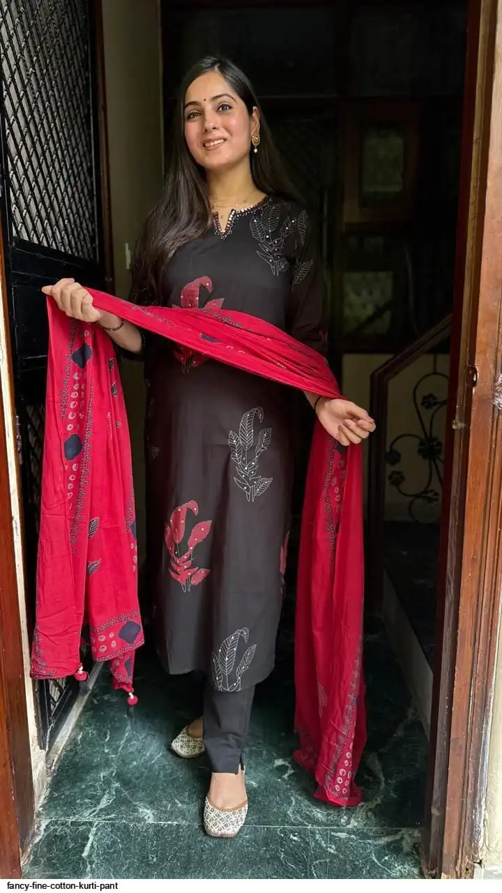 FANCY FINE COTTON KURTI PANT