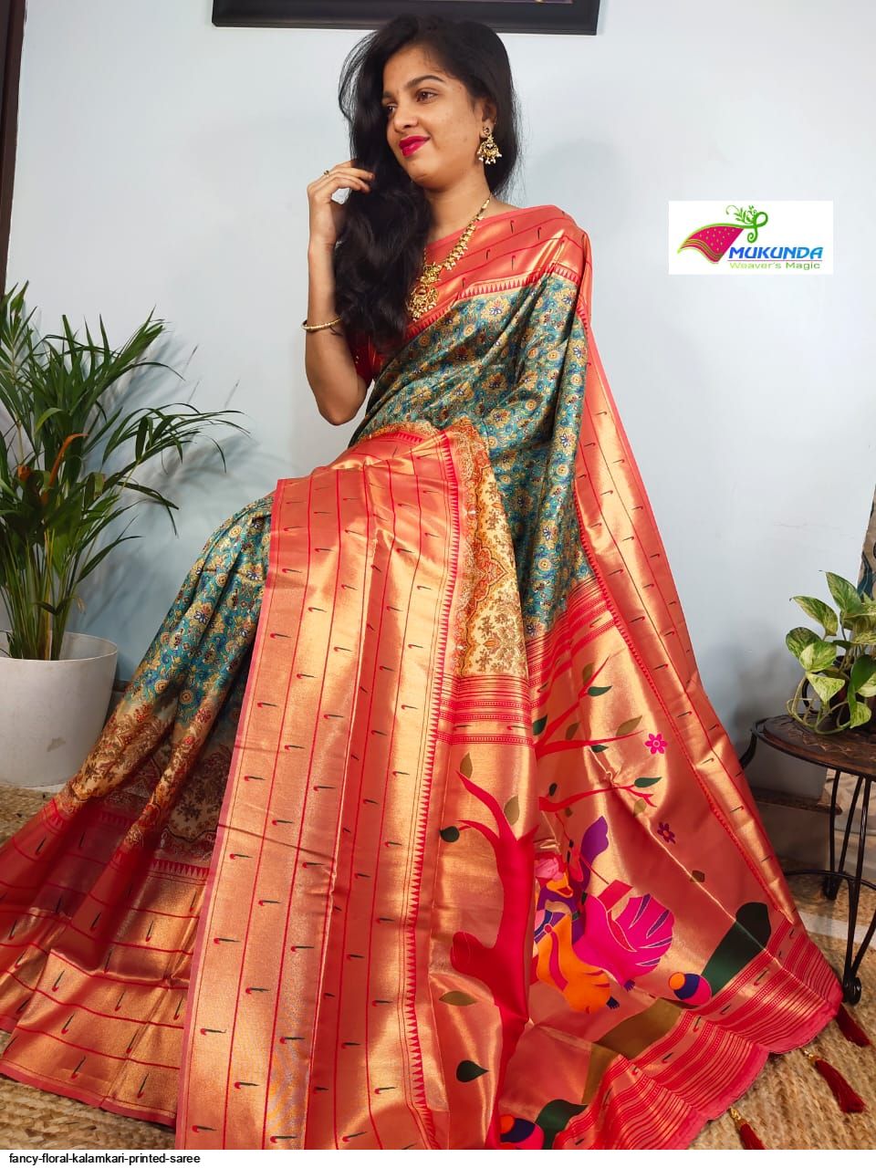 Yellow Kalamkari Hand Painted in Handloom Cotton Saree-Manjal Worldwide  Ship – Parijat Collections