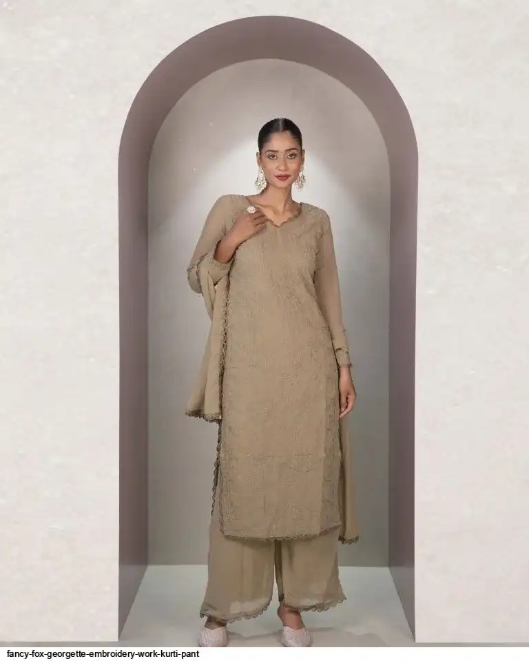 FANCY FOX GEORGETTE EMBROIDERY WORK KURTI PANT I