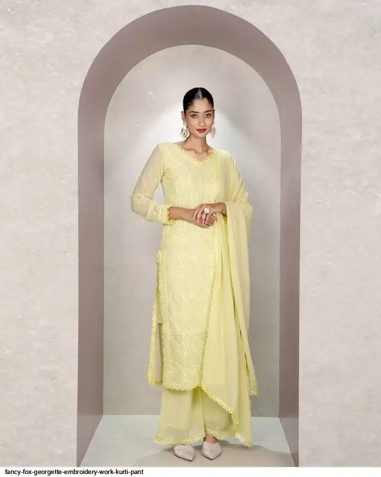 FANCY FOX GEORGETTE EMBROIDERY WORK KURTI PANT H