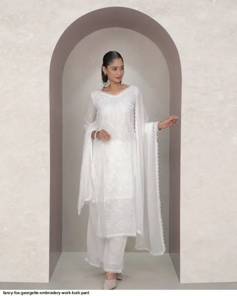 FANCY FOX GEORGETTE EMBROIDERY WORK KURTI PANT C