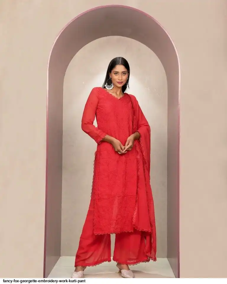 FANCY FOX GEORGETTE EMBROIDERY WORK KURTI PANT B