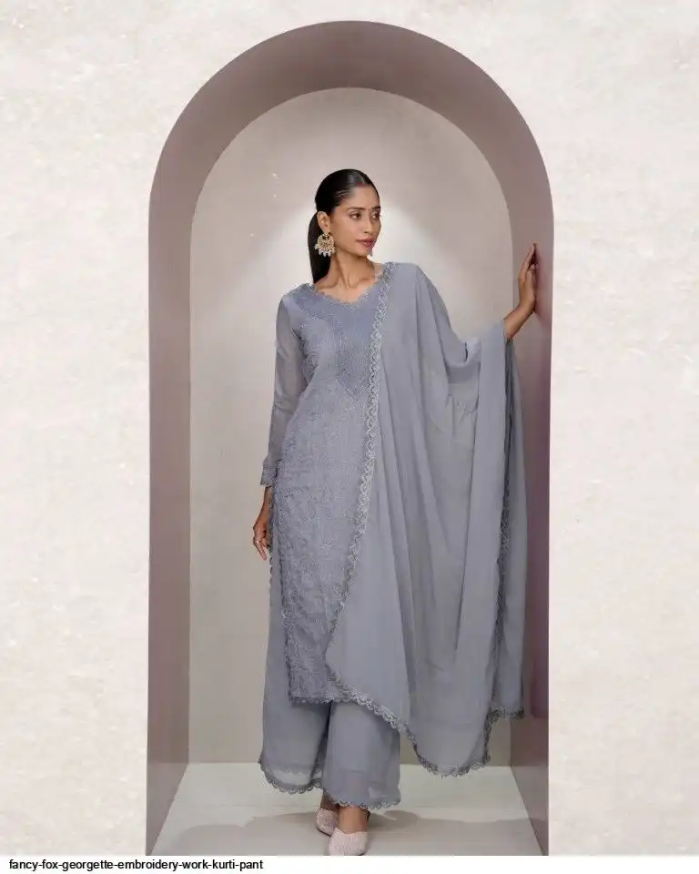 FANCY FOX GEORGETTE EMBROIDERY WORK KURTI PANT D