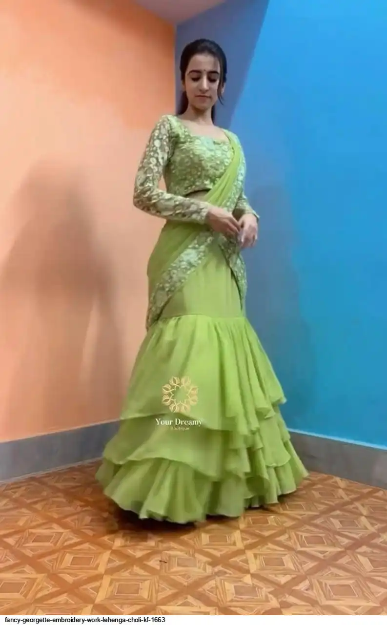 FANCY GEORGETTE EMBROIDERY WORK LEHENGA CHOLI KF 1663 B