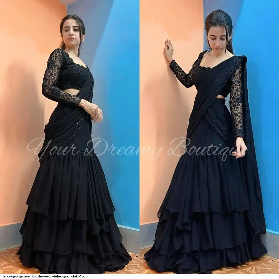 FANCY GEORGETTE EMBROIDERY WORK LEHENGA CHOLI KF 1663 A