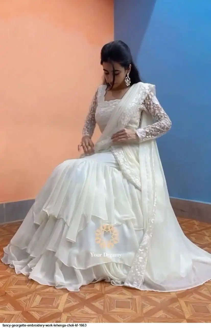 FANCY GEORGETTE EMBROIDERY WORK LEHENGA CHOLI KF 1663 D