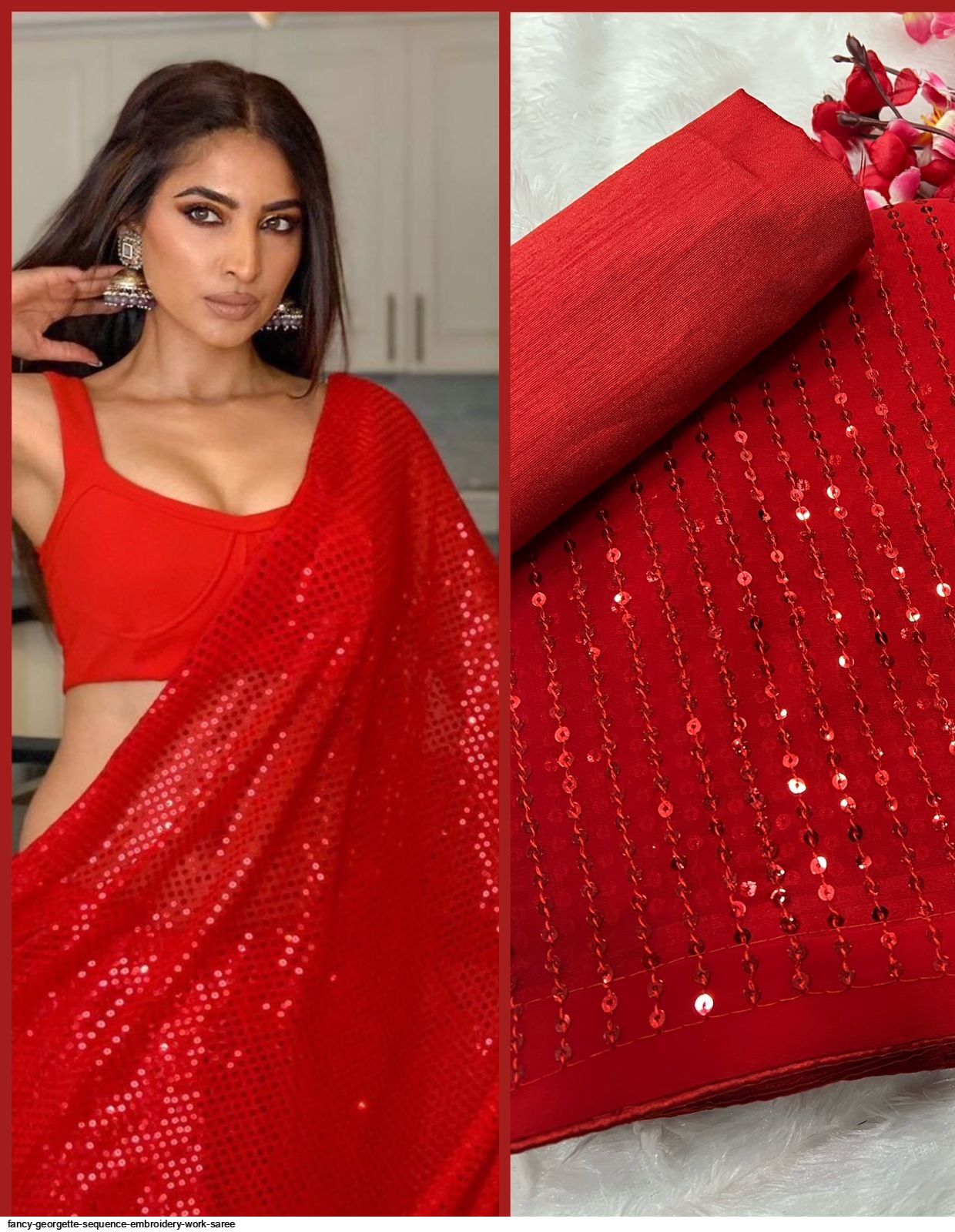 Party Wear Soft Georgette Saree With Sequence Work at Rs.999/Piece in surat  offer by Royal Export