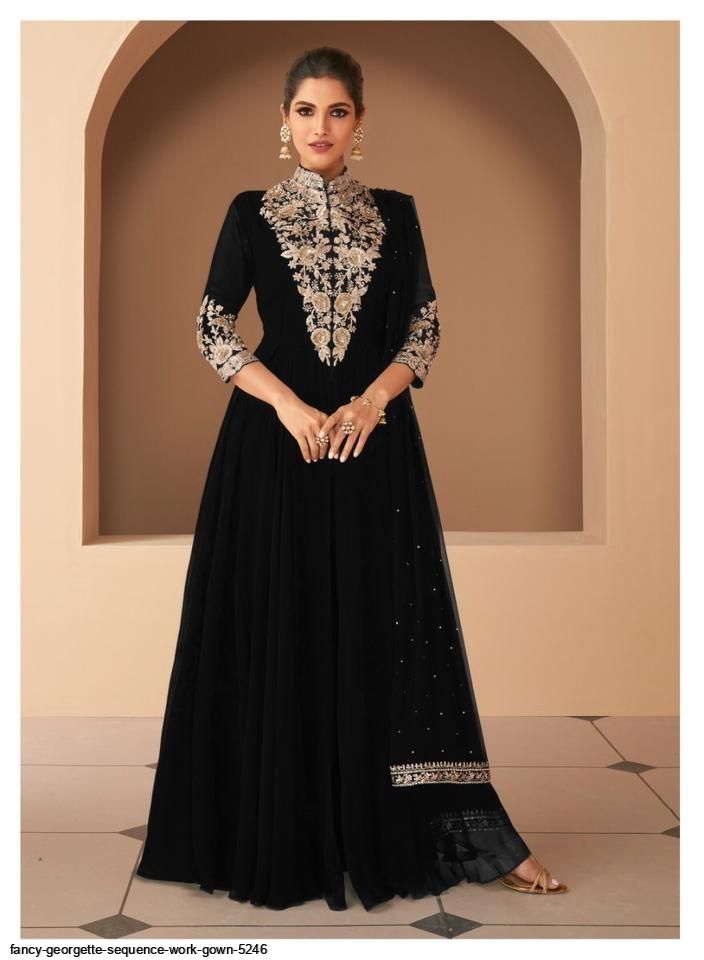 Elegant Velvet Gown with Embroidered and Sequence Work Sabyasachi Gown -  Ethnic Race