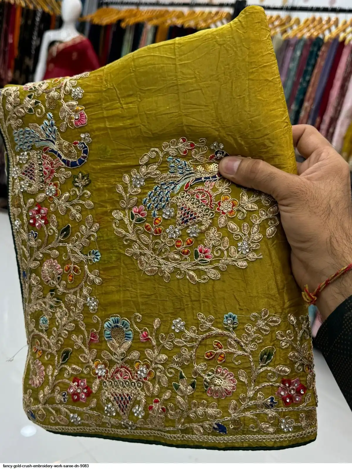 Fancy Work FANCY Gold Crush Embroidery Work SAREE DN 9083
