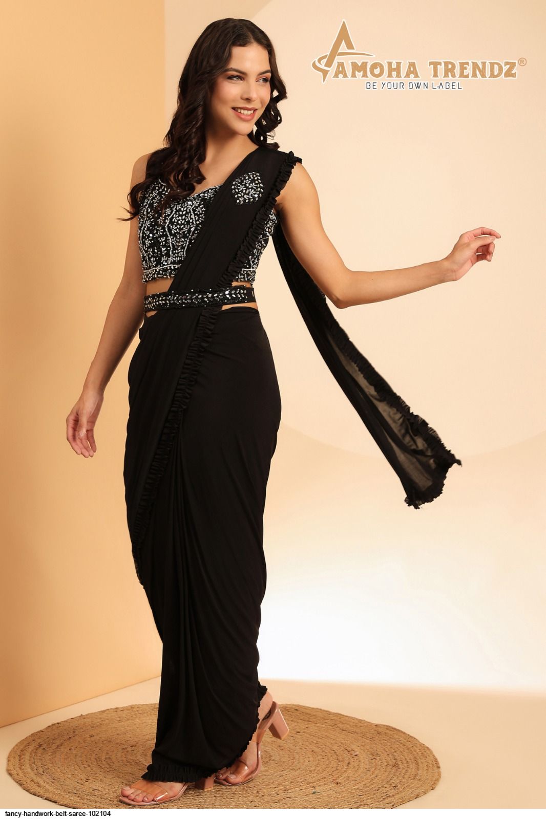 FANCY HANDWORK BELT SAREE 102104
