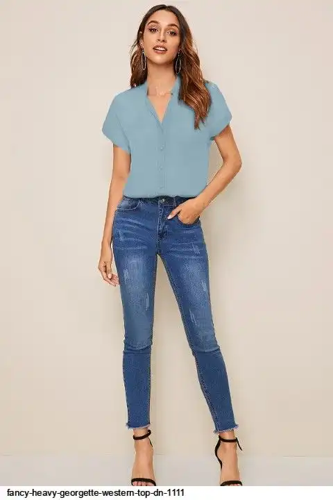 FANCY HEAVY GEORGETTE WESTERN TOP DN 1111 D