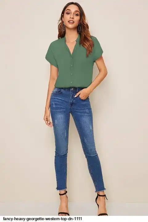 FANCY HEAVY GEORGETTE WESTERN TOP DN 1111 C