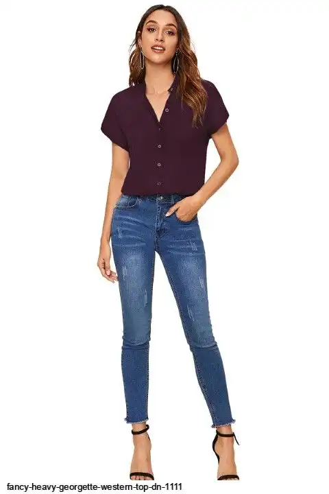 FANCY HEAVY GEORGETTE WESTERN TOP DN 1111 A