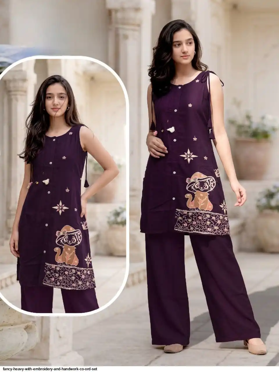 FANCY HEAVY WITH EMBROIDERY AND HANDWORK CO ORD SET 2