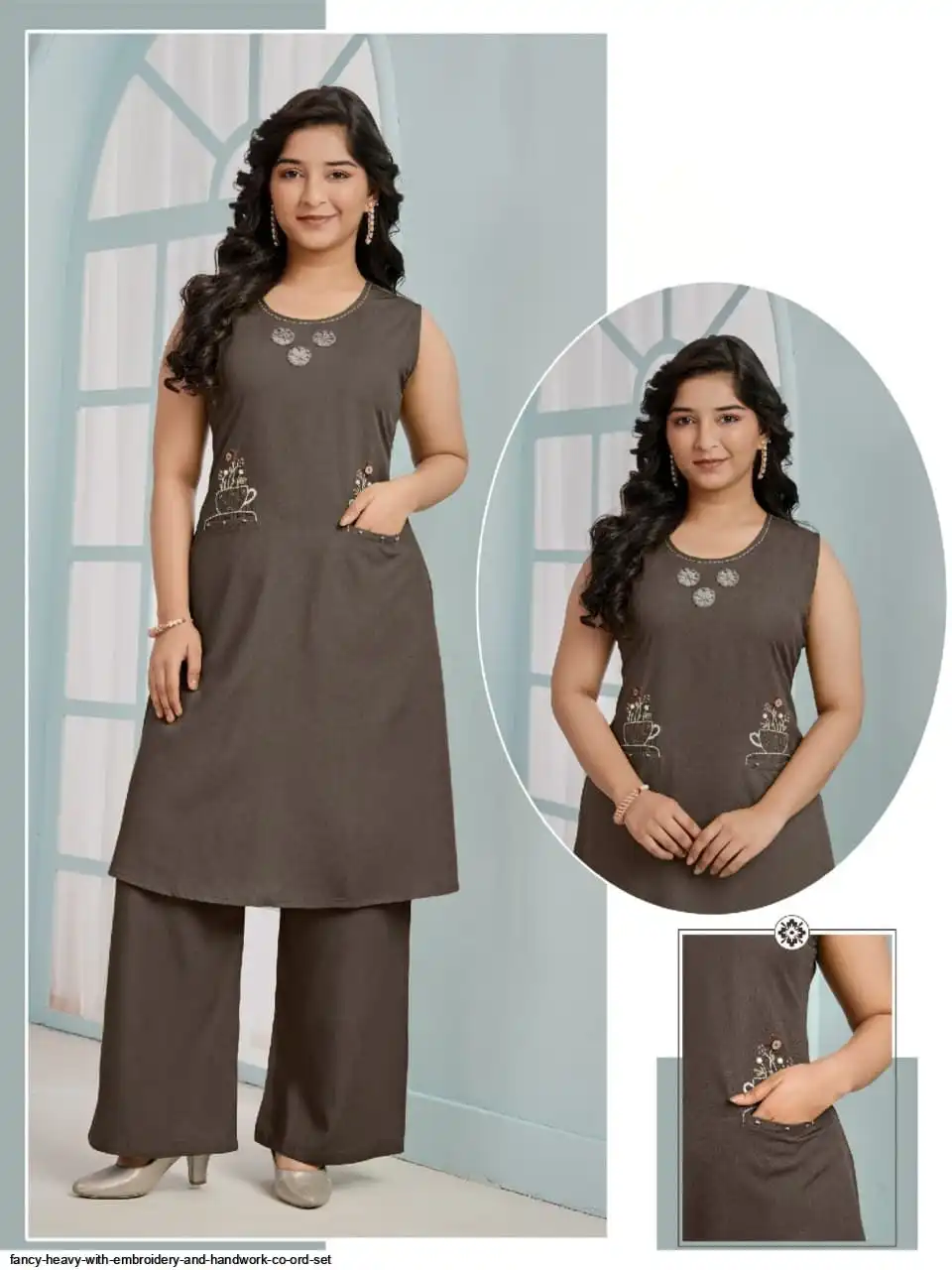 FANCY HEAVY WITH EMBROIDERY AND HANDWORK CO ORD SET 5