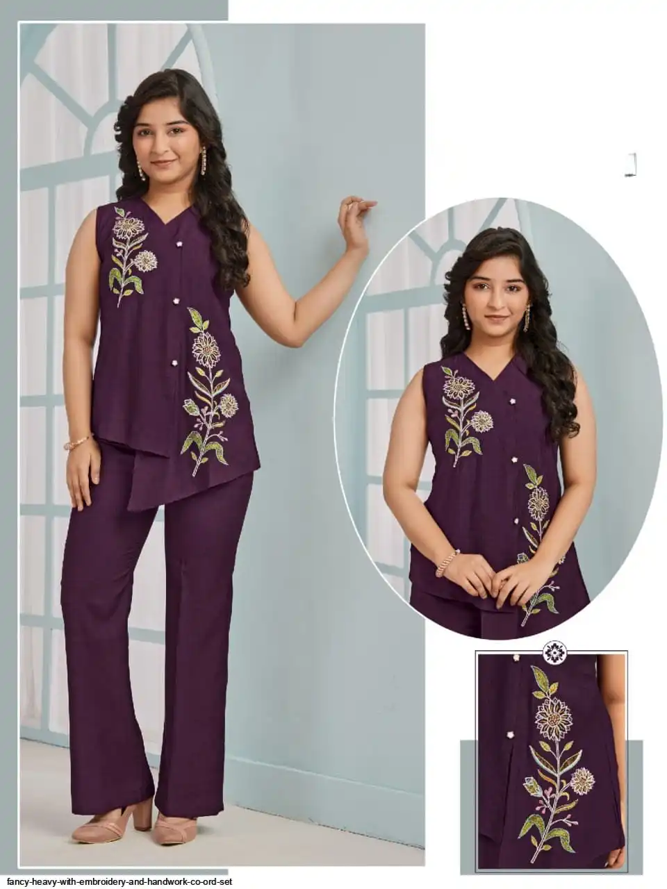 FANCY HEAVY WITH EMBROIDERY AND HANDWORK CO ORD SET 4
