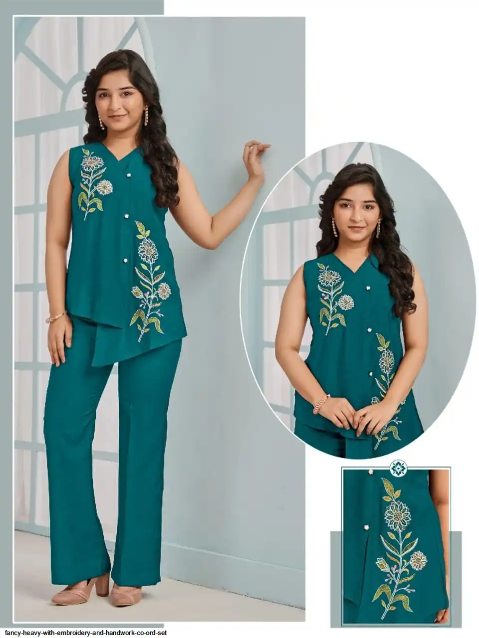 FANCY HEAVY WITH EMBROIDERY AND HANDWORK CO ORD SET 8