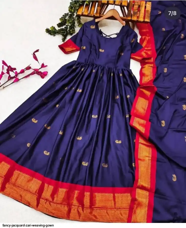FANCY JACQUARD ZARI WEAVING GOWN E