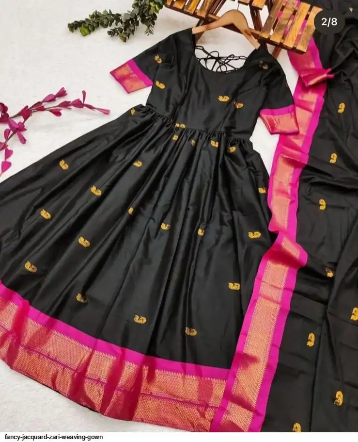 FANCY JACQUARD ZARI WEAVING GOWN A
