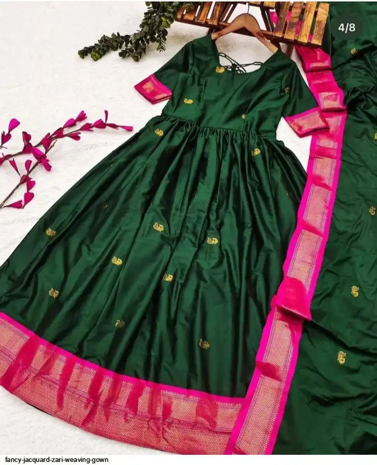 FANCY JACQUARD ZARI WEAVING GOWN C