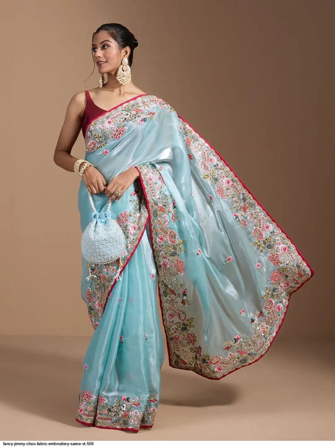 VT 559 JIMMY CHOO FABRIC EMBROIDERY WORK SAREE 404