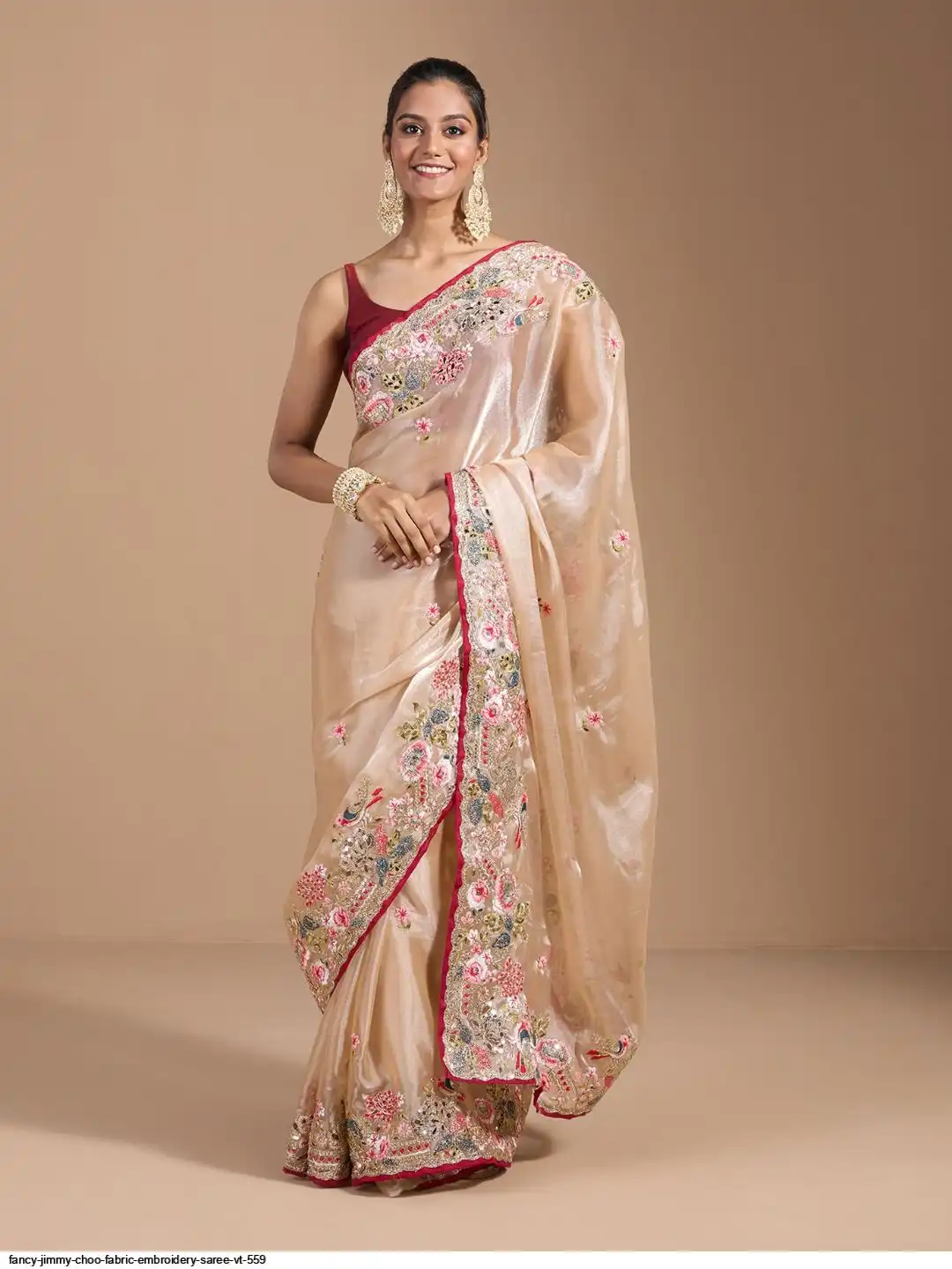 VT 559 JIMMY CHOO FABRIC EMBROIDERY WORK SAREE 401
