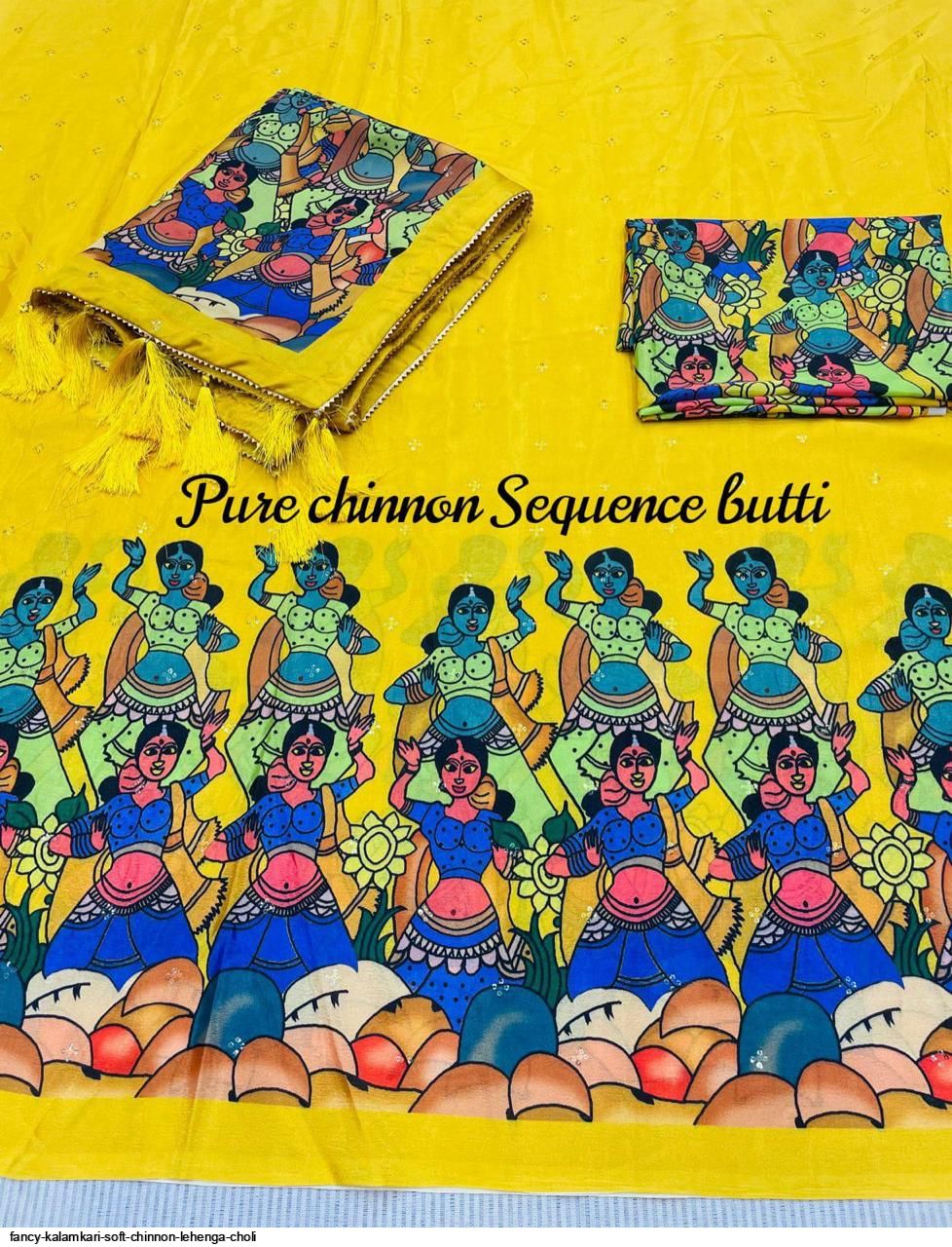 FANCY KALAMKARI SOFT CHINNON LEHENGA CHOLI B