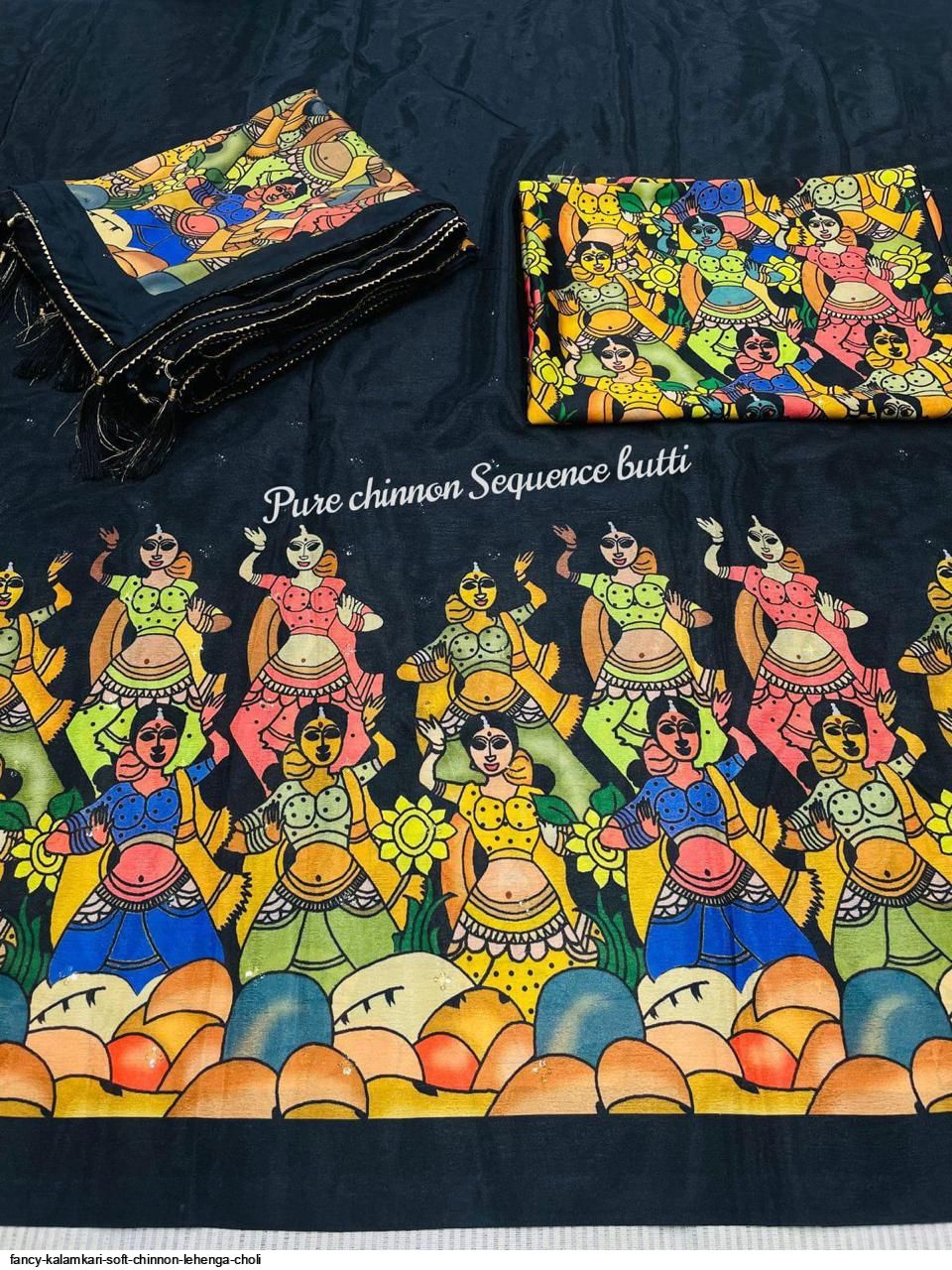 FANCY KALAMKARI SOFT CHINNON LEHENGA CHOLI F