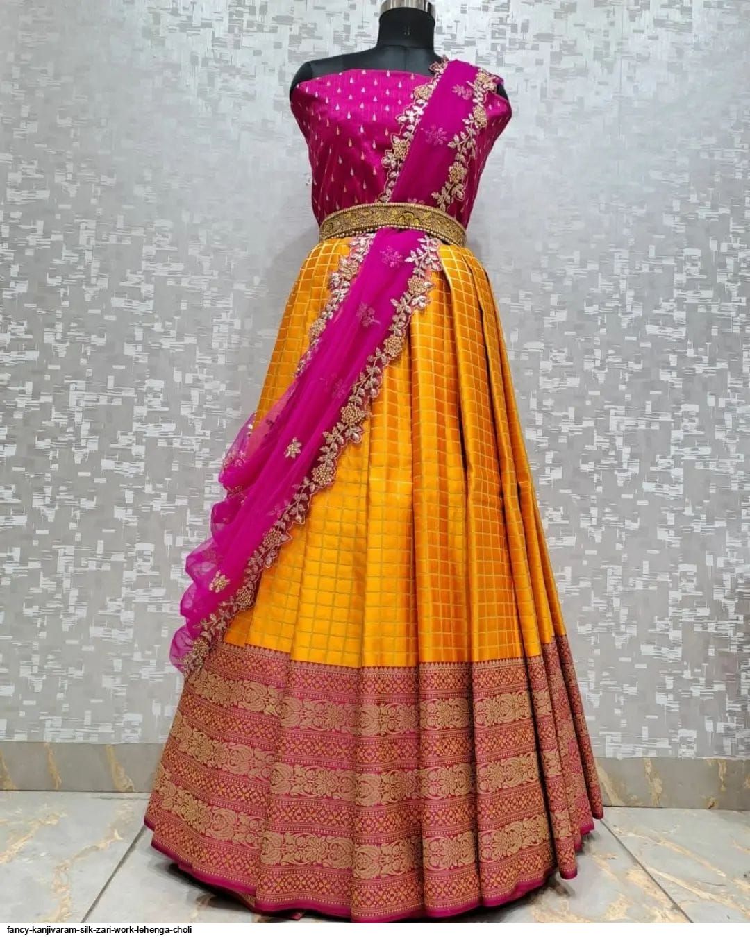 Women's Kanchipuram Kanjivaram Indian Traditional Style Silk Pure Zari  Weaving Traditional Lehenga Choli Set Half