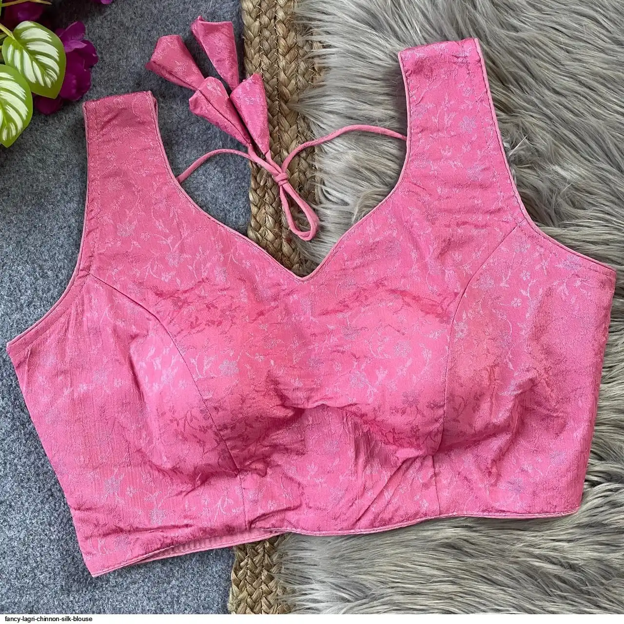 LAGRI FANCY CHINNON SILK BLOUSE L