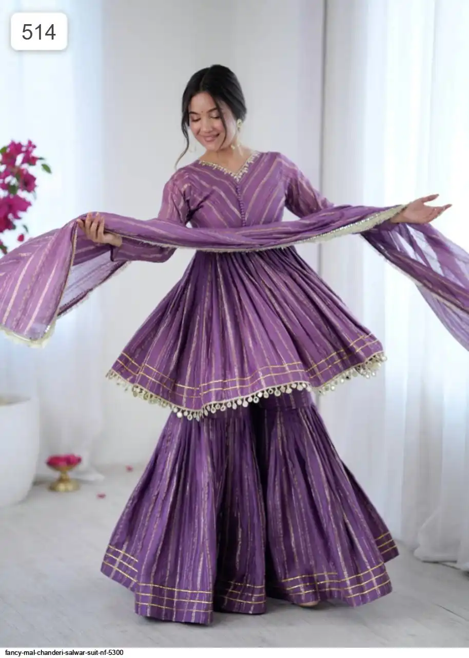 FANCY MAL CHANDERI SALWAR SUIT NF 5300 A