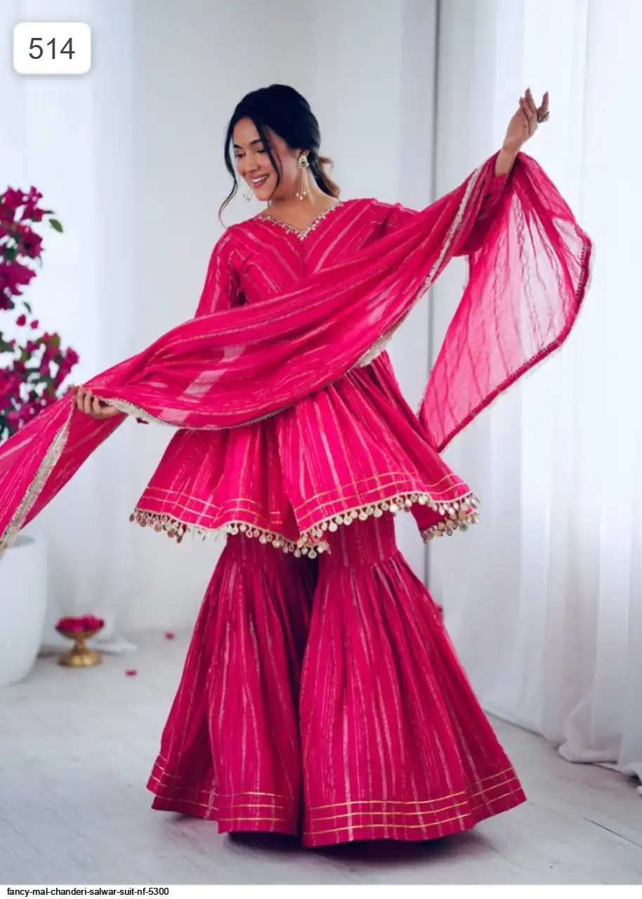 FANCY MAL CHANDERI SALWAR SUIT NF 5300 C