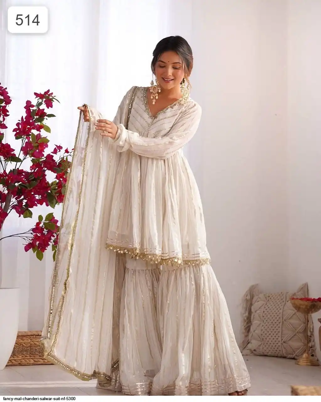 FANCY MAL CHANDERI SALWAR SUIT NF 5300 D