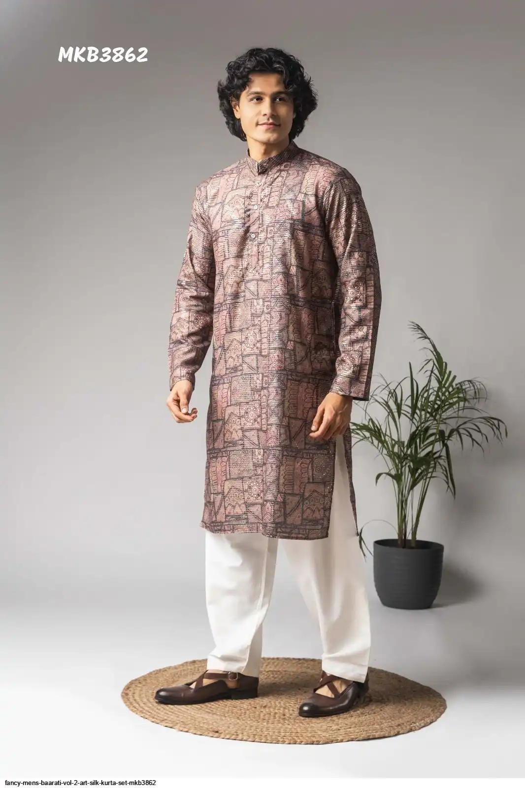 FANCY MENS BAARATI VOL 2 ART SILK KURTA SET MKB3862