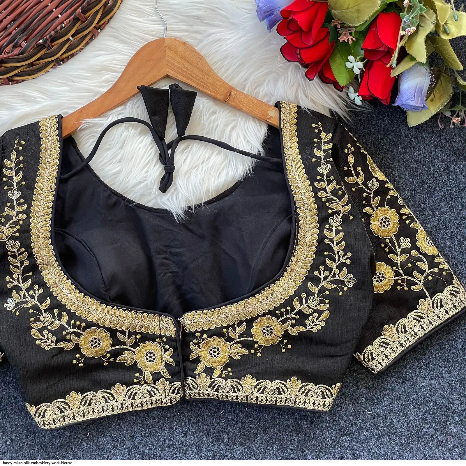 FANCY MILAN SILK EMBROIDERY WORK BLOUSE D