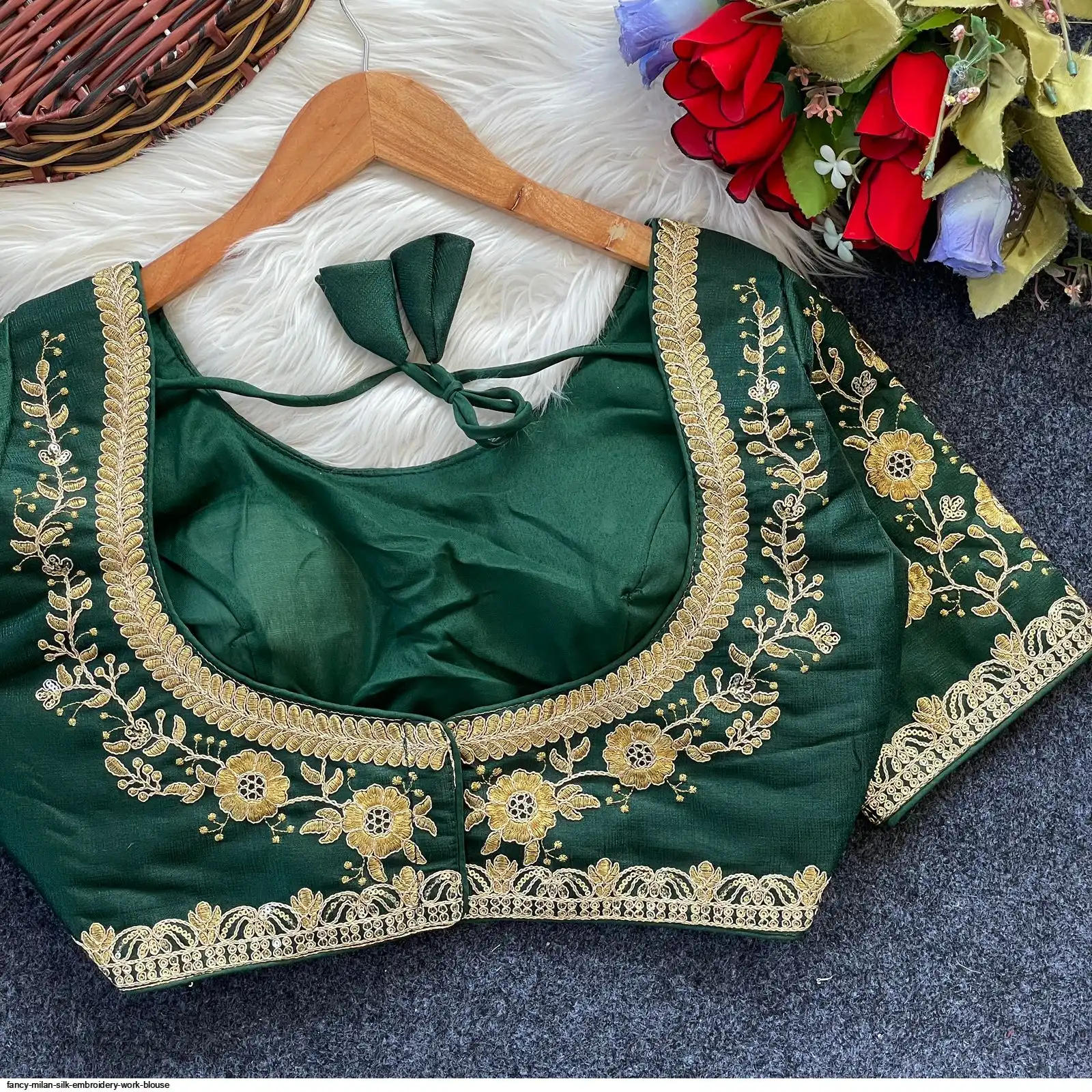 FANCY MILAN SILK EMBROIDERY WORK BLOUSE C
