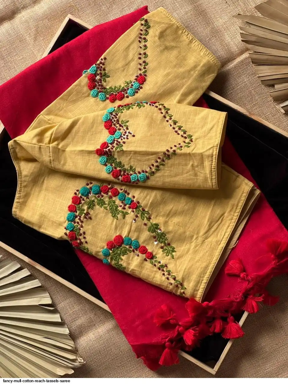 FANCY MULL COTTON REACH TASSELS SAREE A