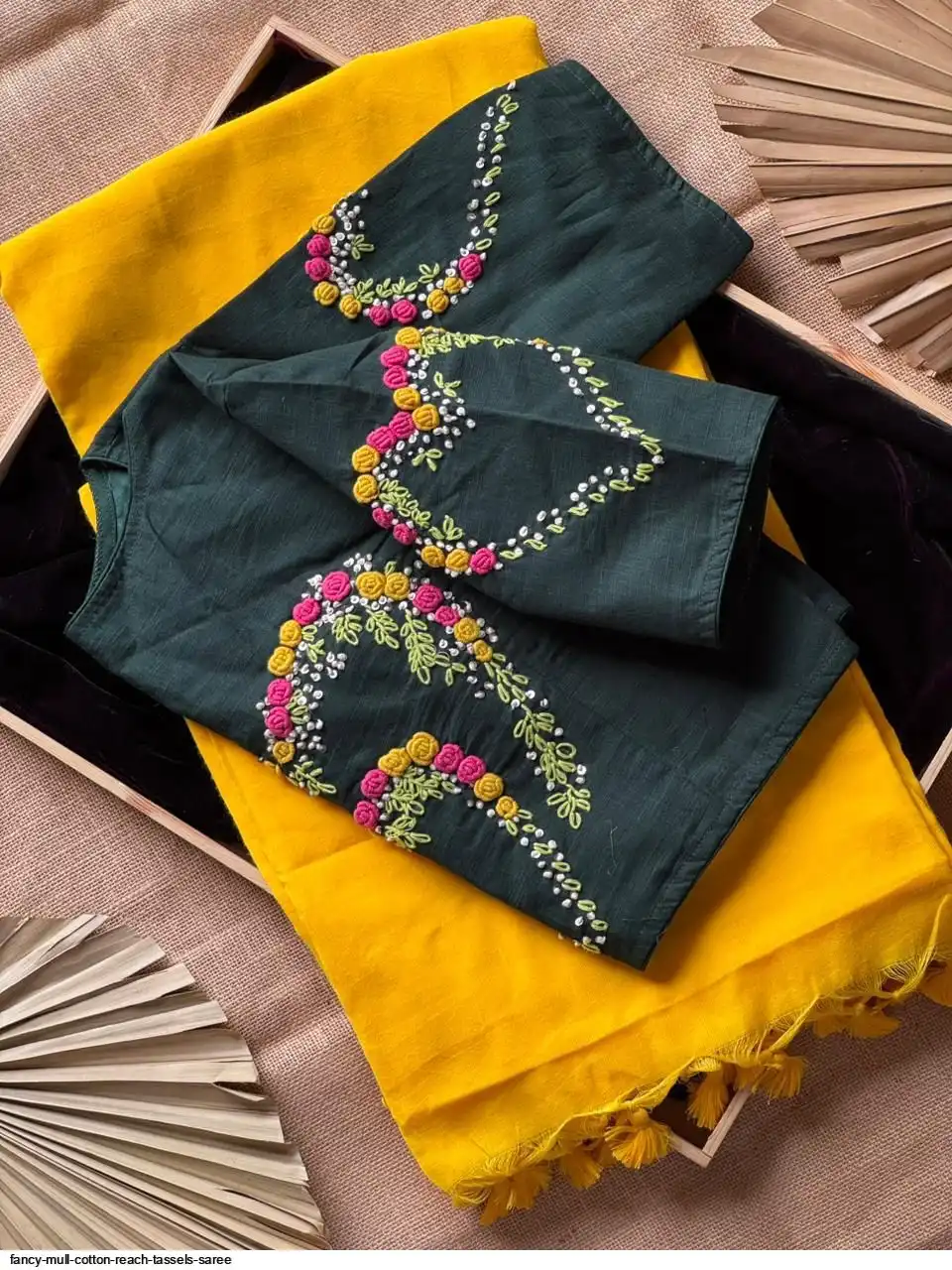 FANCY MULL COTTON REACH TASSELS SAREE O