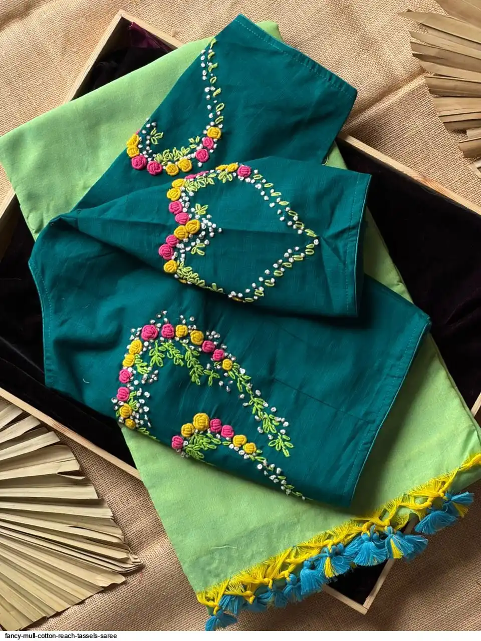 FANCY MULL COTTON REACH TASSELS SAREE J