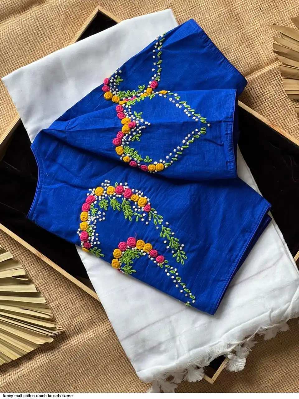 FANCY MULL COTTON REACH TASSELS SAREE B