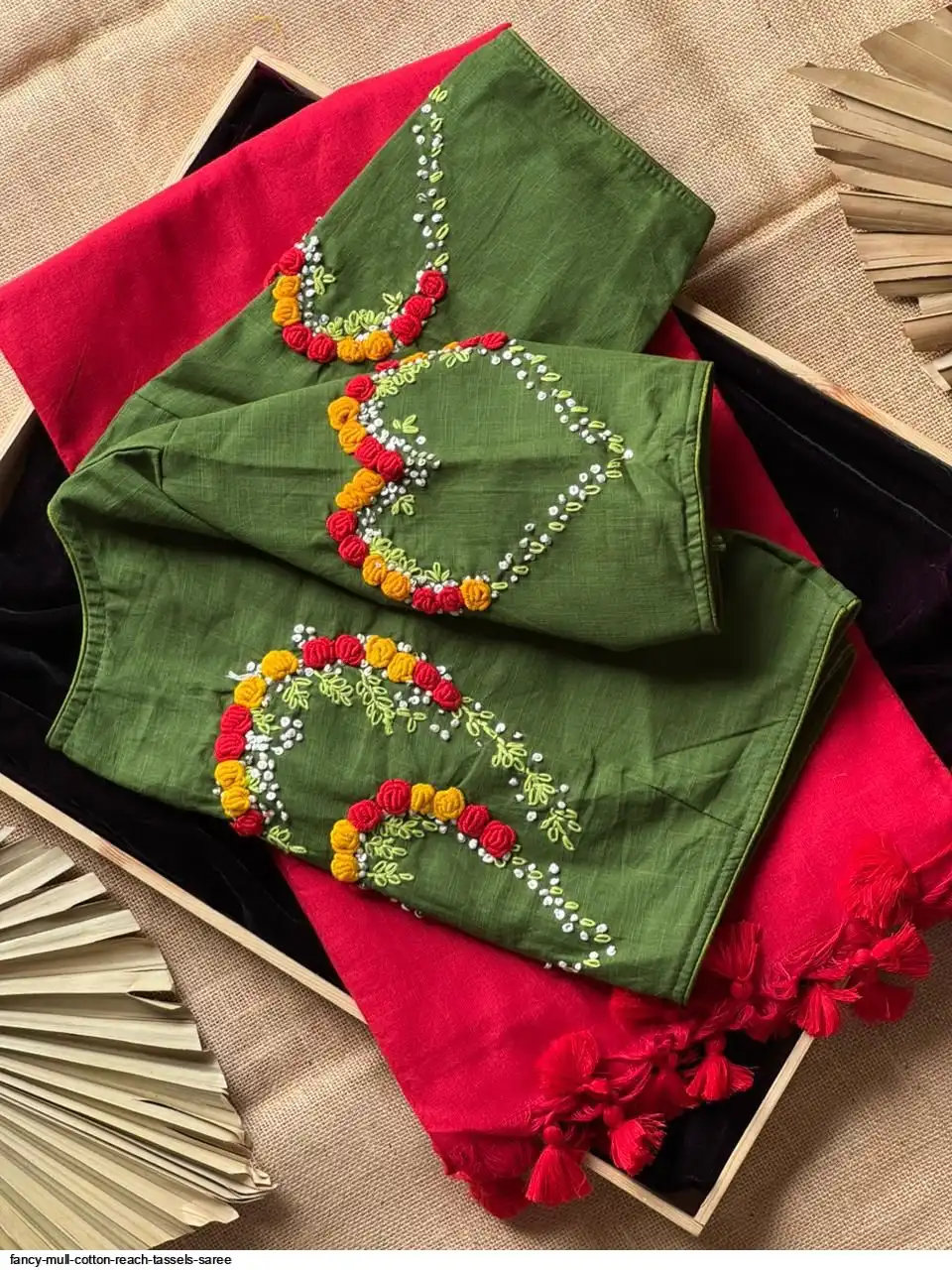 FANCY MULL COTTON REACH TASSELS SAREE H