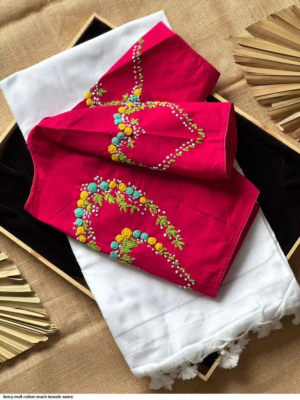 FANCY MULL COTTON REACH TASSELS SAREE F