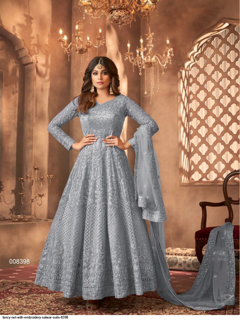 FANCY Net with Embroidery SALWAR SUITS 8398