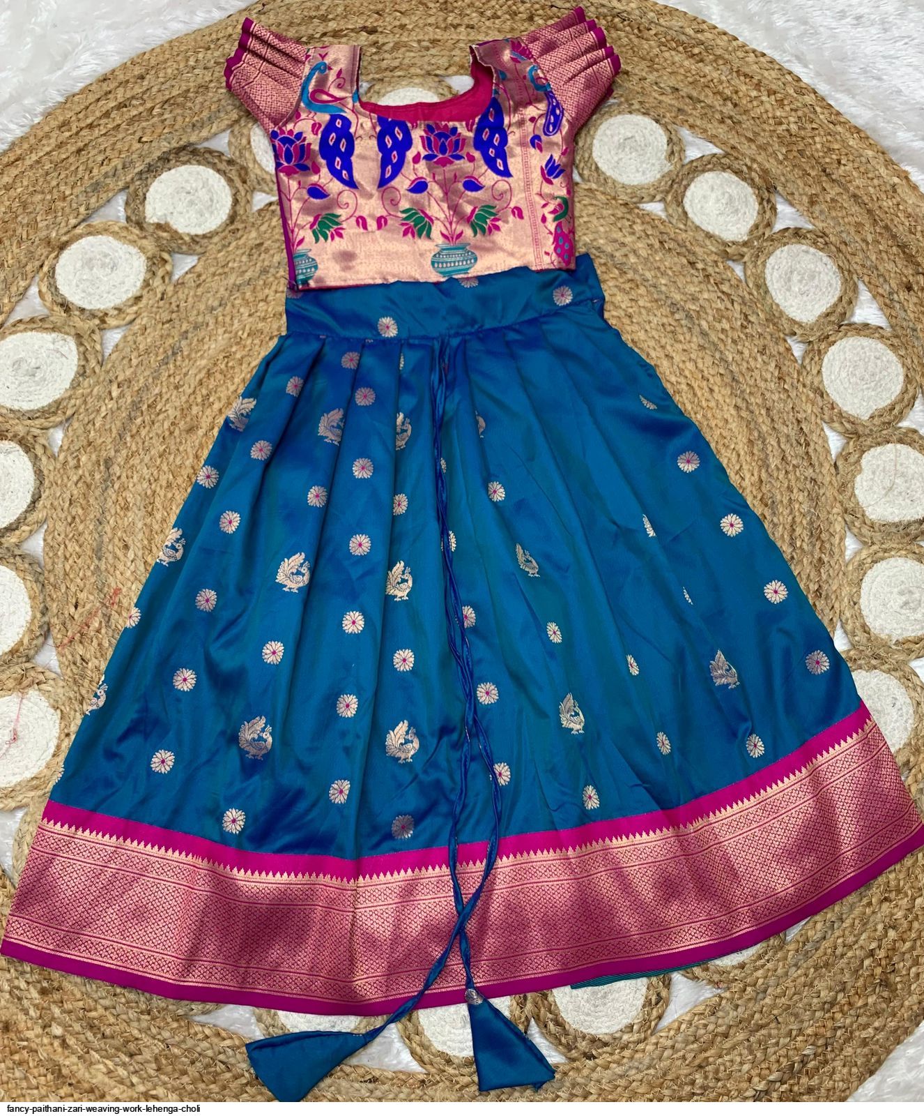 Shubhangi Cream Zari Weaving Work Silk Paithani Lehenga Choli Set
