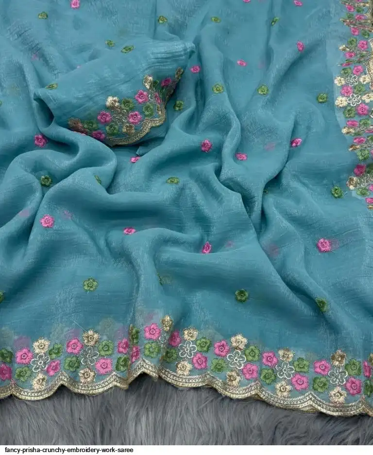 FANCY PRISHA CRUNCHY EMBROIDERY WORK SAREE
