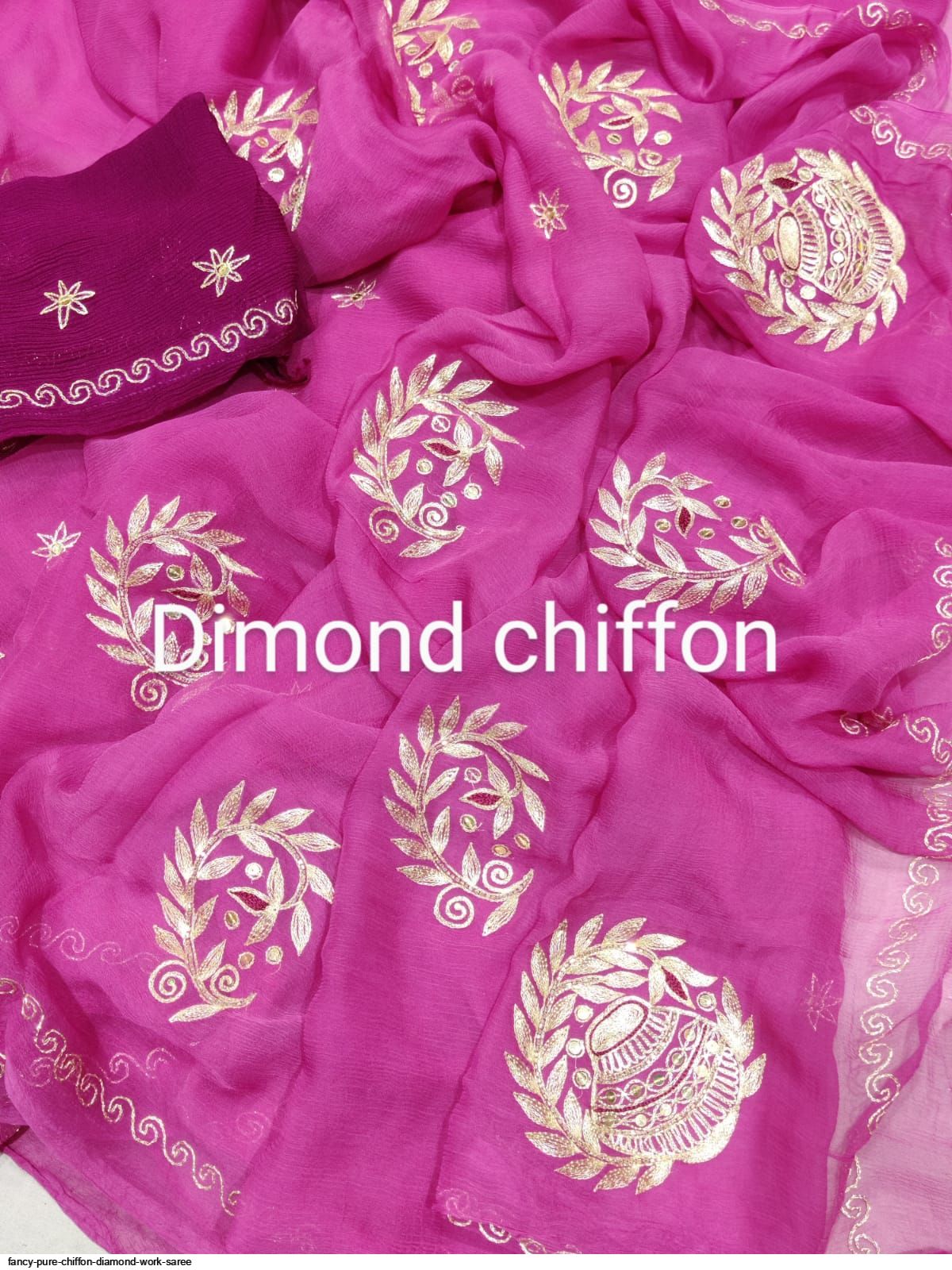 Buy Shaded Pink Double Diamond Chiffon Saree at Rangwala Rajwadi